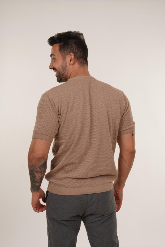T-SHİRTKrem Nopen Desen Triko TB