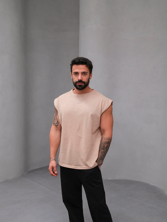 T-SHİRTKrem Suprem Oversize Atlet BS