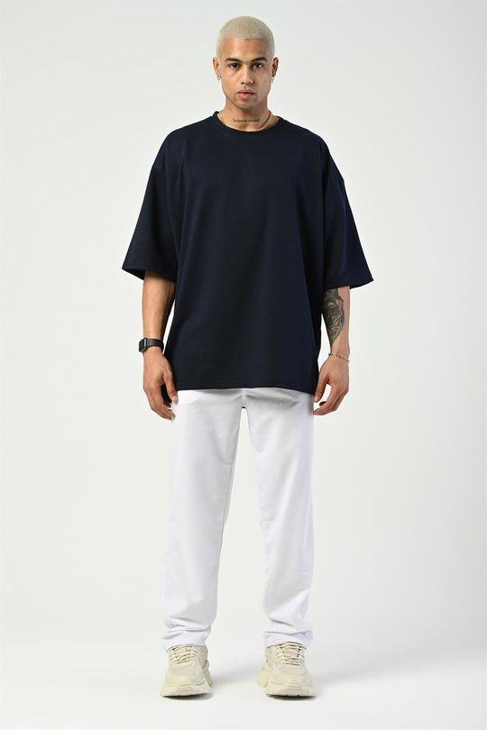 T-SHİRTLacivert 2 İplik Double Kalıp Oversize T-SHIRT GRK