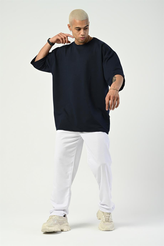 T-SHİRTLacivert 2 İplik Double Kalıp Oversize T-SHIRT GRK