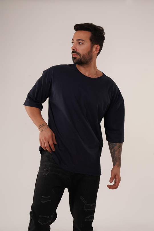 T-SHİRTLacivert Düz Suprem Oversize SC