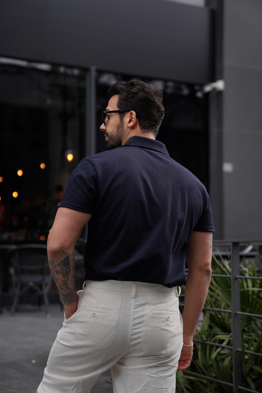 T-SHİRTLacivert Polo Yaka Düz Lacos TK 1004