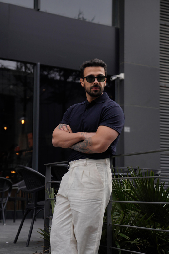 T-SHİRTLacivert Polo Yaka Düz Lacos TK 1004