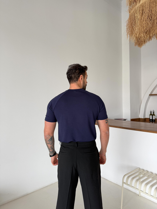 T-SHİRTLacivert Reglan Crep Tişört MSS