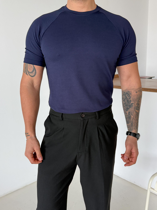 T-SHİRTLacivert Reglan Crep Tişört MSS