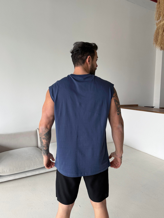 T-SHİRTLacivert Sıfır Kol Compak Oversize Atlet LNS 49010
