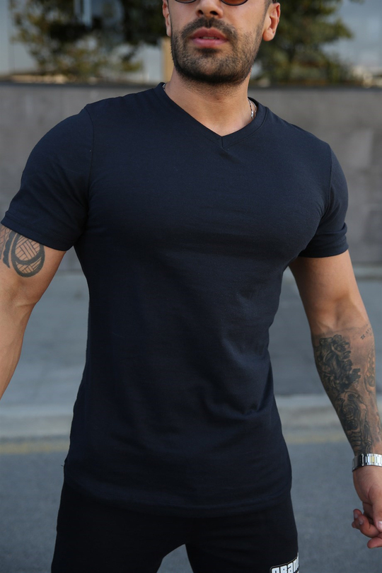 T-SHİRTLacivert V Yaka Basic T-SHIRT SC