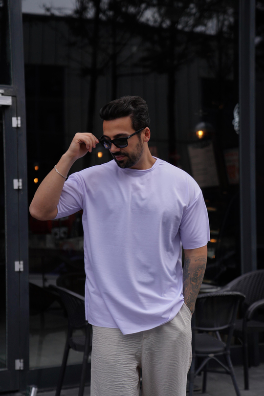 T-SHİRTLila Pis Kesim Oversize TK 1002