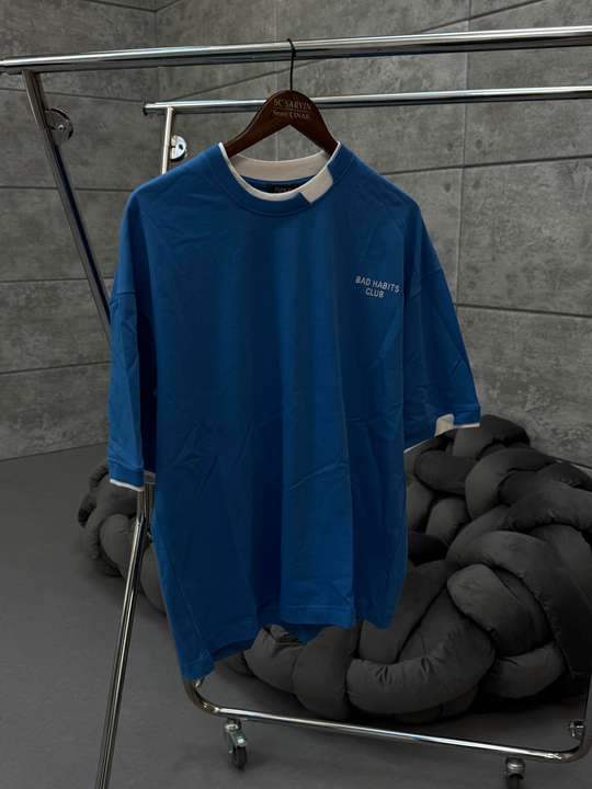 T-SHİRTMavi Bad Habıts Baskılı Oversize T-SHİRT PNC