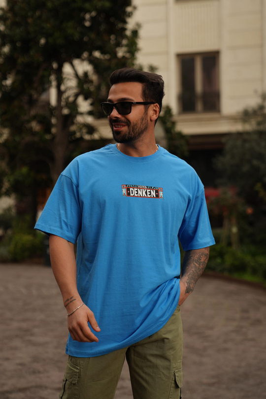 T-SHİRTMavi Denken Sırt Baskılı Oversize T-Shirt JC