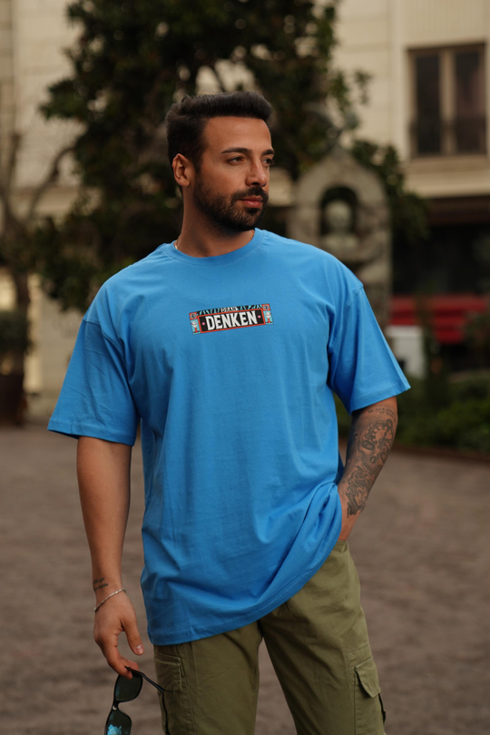 T-SHİRTMavi Denken Sırt Baskılı Oversize T-Shirt JC