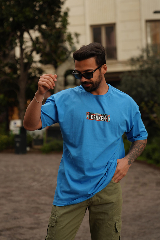 T-SHİRTMavi Denken Sırt Baskılı Oversize T-Shirt JC