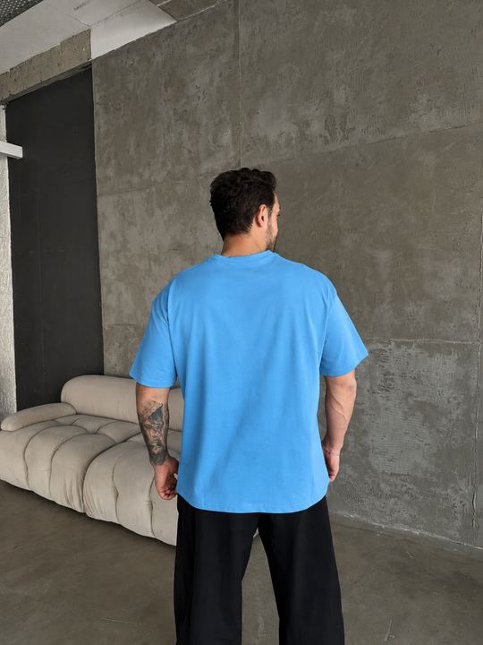 T-SHİRTMavi Düz Compak Oversize T-SHİRT SC
