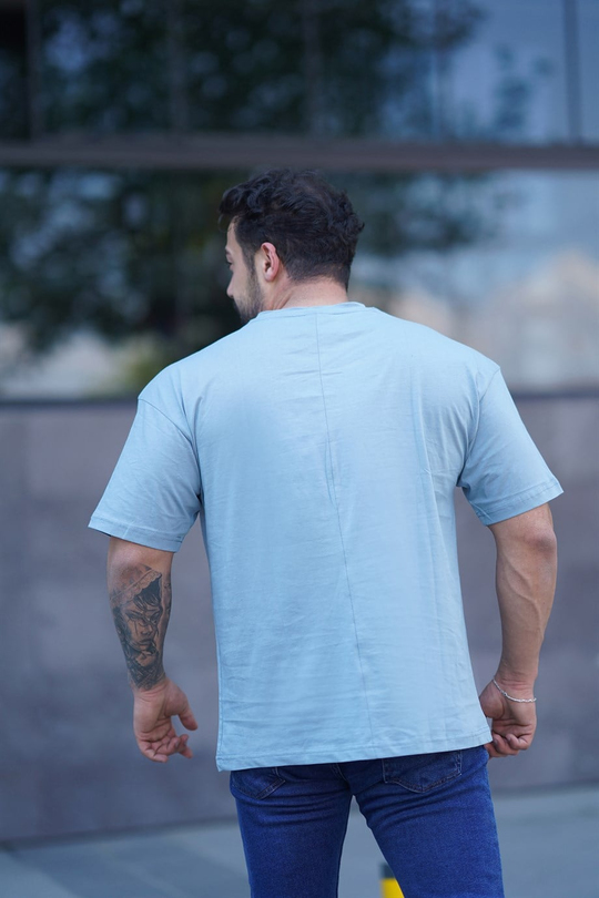 T-SHİRTMavi Gözlüklü Ayı Baskılı Oversize T-SHİRT