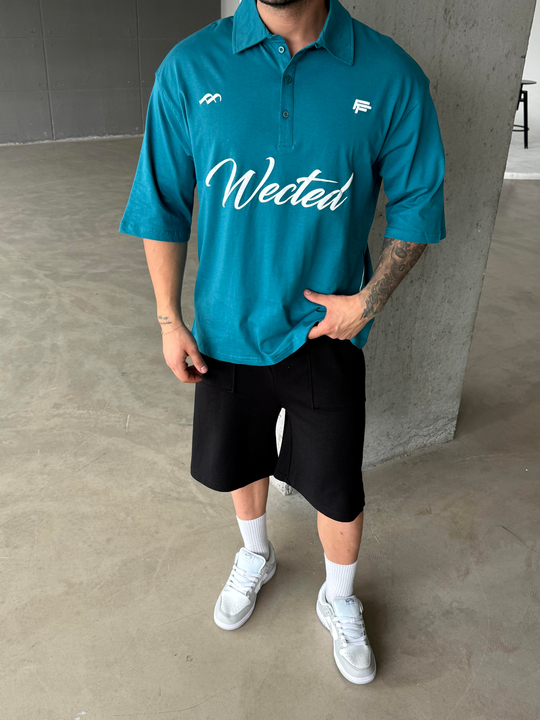 T-SHİRTMavi Wected Baskılı Polo Yaka T-SHİRT RP