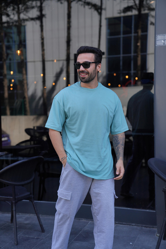 T-SHİRTMind Düz Oversize Ribanalı Penye VSK
