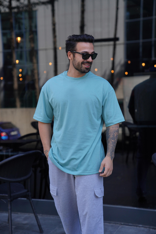T-SHİRTMind Düz Oversize Ribanalı Penye VSK