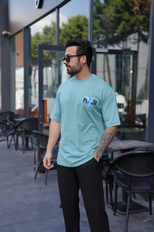 T-SHİRTMind MAVİKUŞ Baskılı Oversize T-Shirt VSK