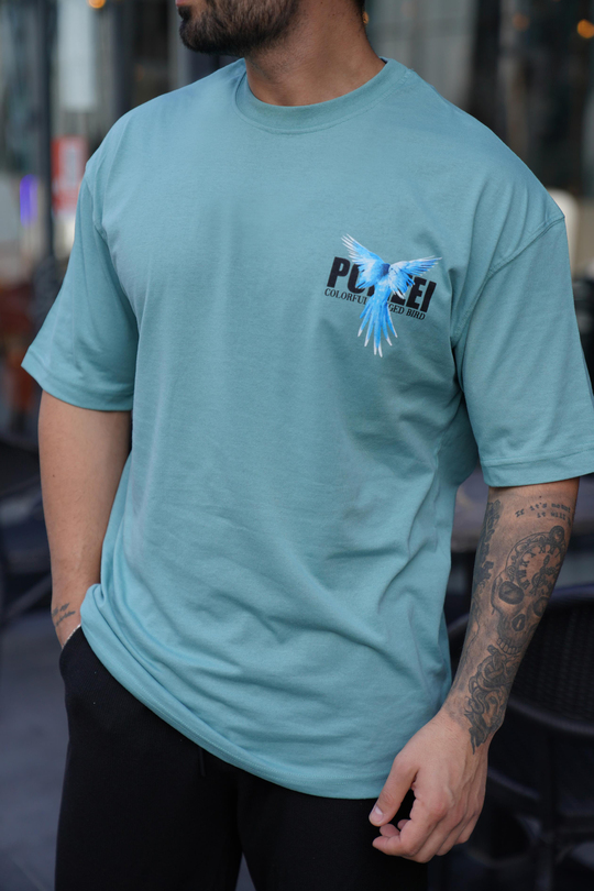 T-SHİRTMind MAVİKUŞ Baskılı Oversize T-Shirt VSK