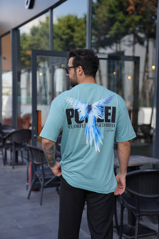 T-SHİRTMind MAVİKUŞ Baskılı Oversize T-Shirt VSK