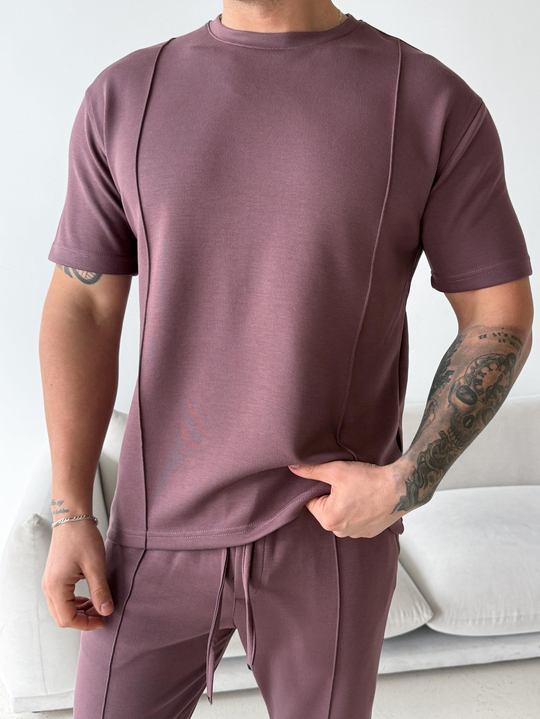 T-SHİRTMürdüm Çimalı Oysho Regular Fit Tişört LNS 37099