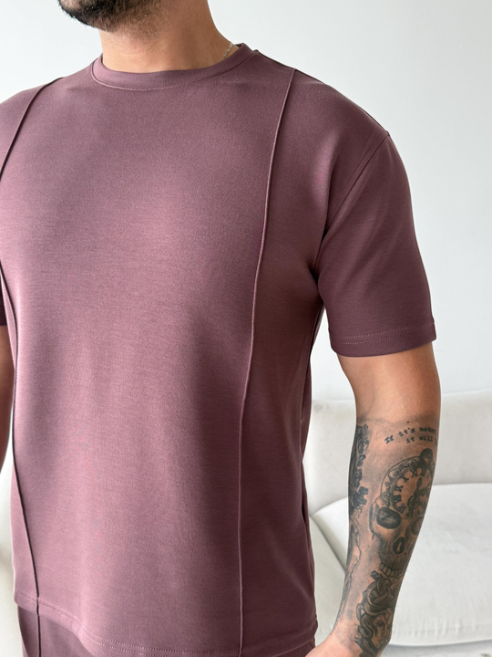 T-SHİRTMürdüm Çimalı Oysho Regular Fit Tişört LNS 37099