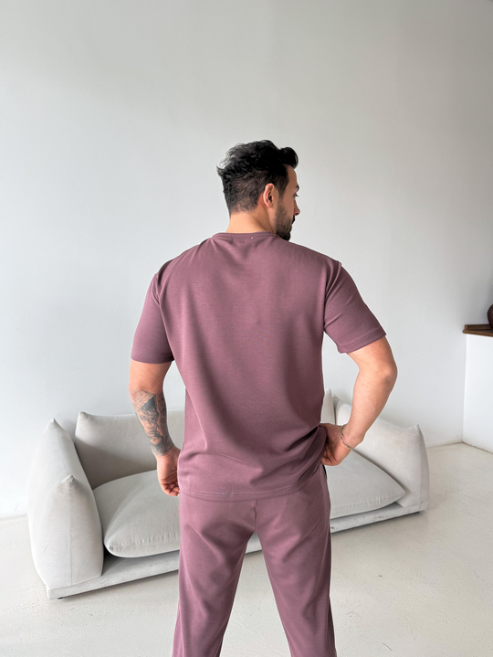 T-SHİRTMürdüm Çimalı Oysho Regular Fit Tişört LNS 37099