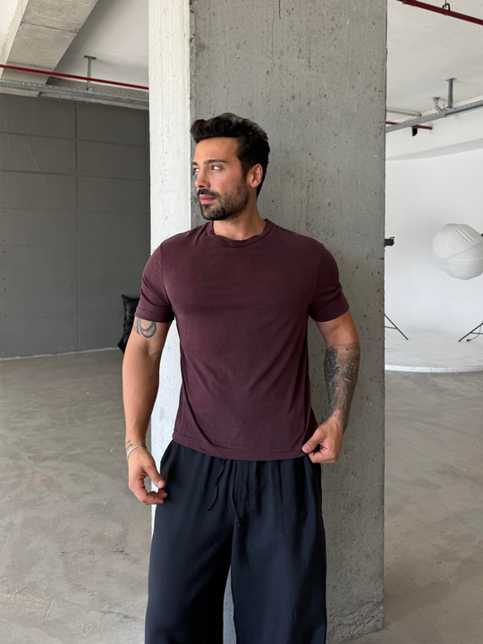 T-SHİRTMürdüm Yumuşak Doku Slim Fit Süprem Tişört PNC 8167
