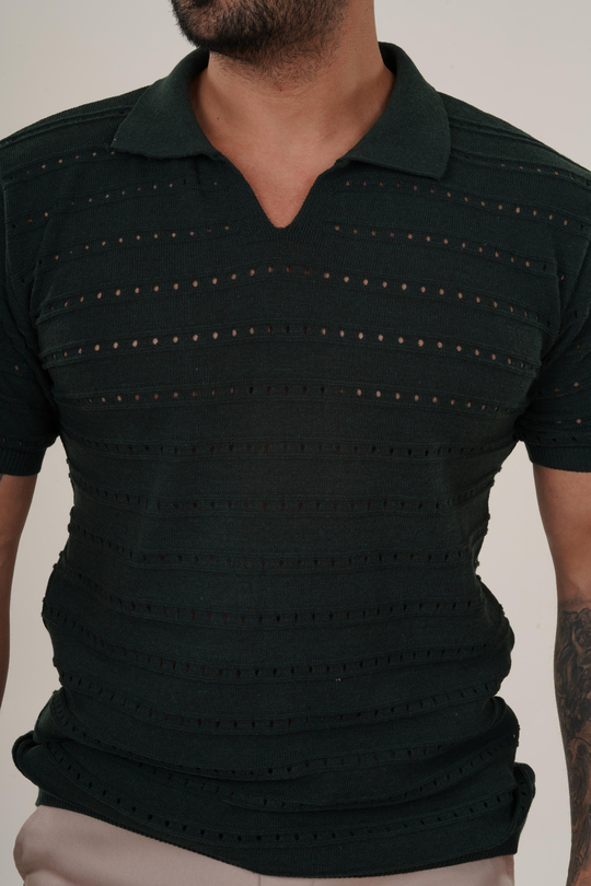 T-SHİRTNefti delikli Polo Yaka Triko TK 1023