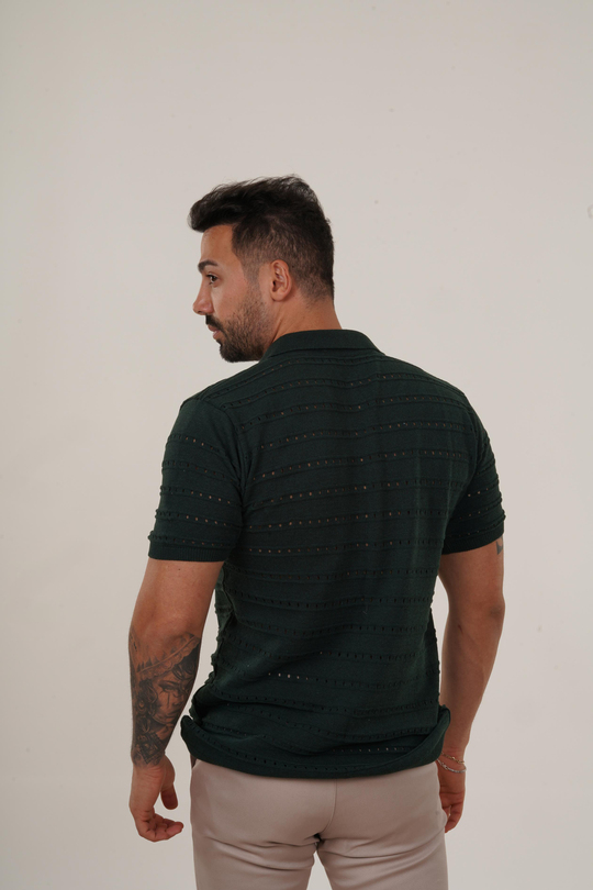 T-SHİRTNefti delikli Polo Yaka Triko TK 1023