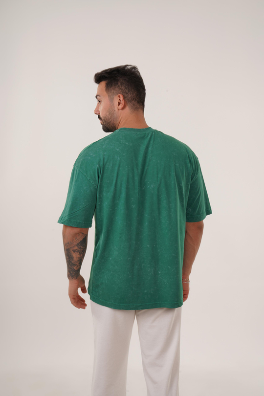 T-SHİRTNefti Yıkamalı Compak Pamuk Oversize T-Shirt PLZ