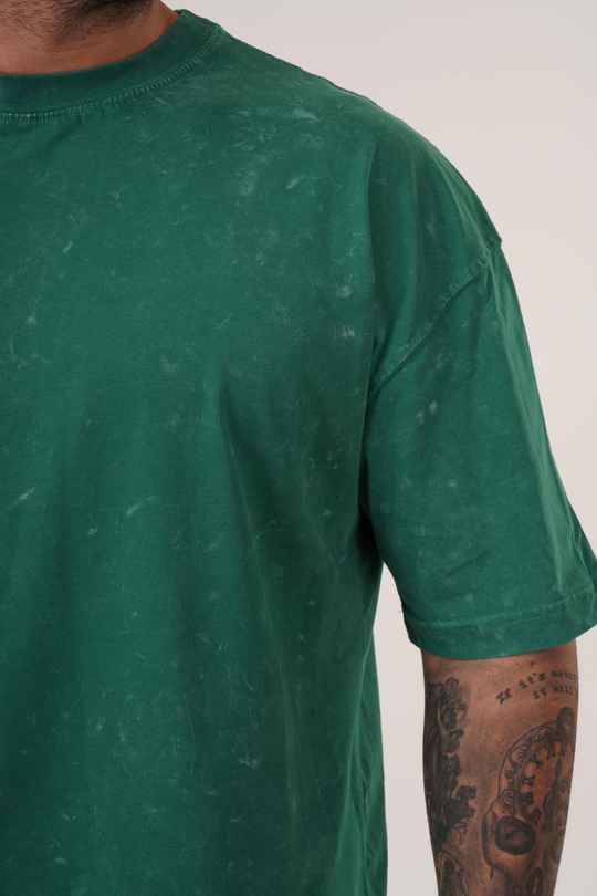 T-SHİRTNefti Yıkamalı Compak Pamuk Oversize T-Shirt PLZ