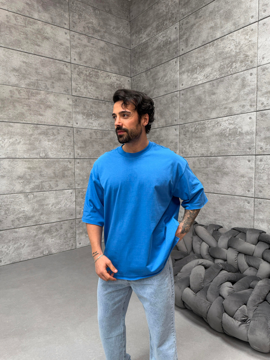 T-SHİRTSaks Düz Compak Oversize T-Shirt PNC