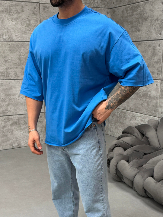 T-SHİRTSaks Düz Compak Oversize T-Shirt PNC
