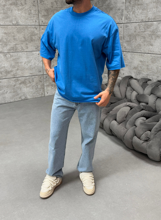 T-SHİRTSaks Düz Compak Oversize T-Shirt PNC