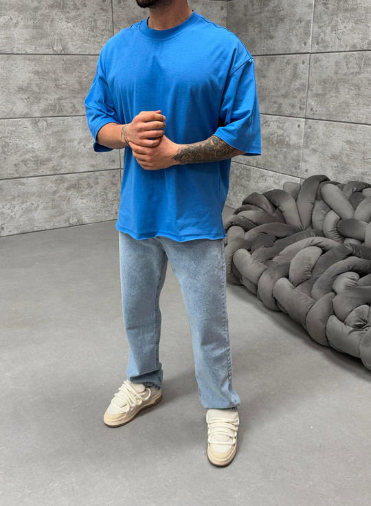 T-SHİRTSaks Düz Compak Oversize T-Shirt PNC