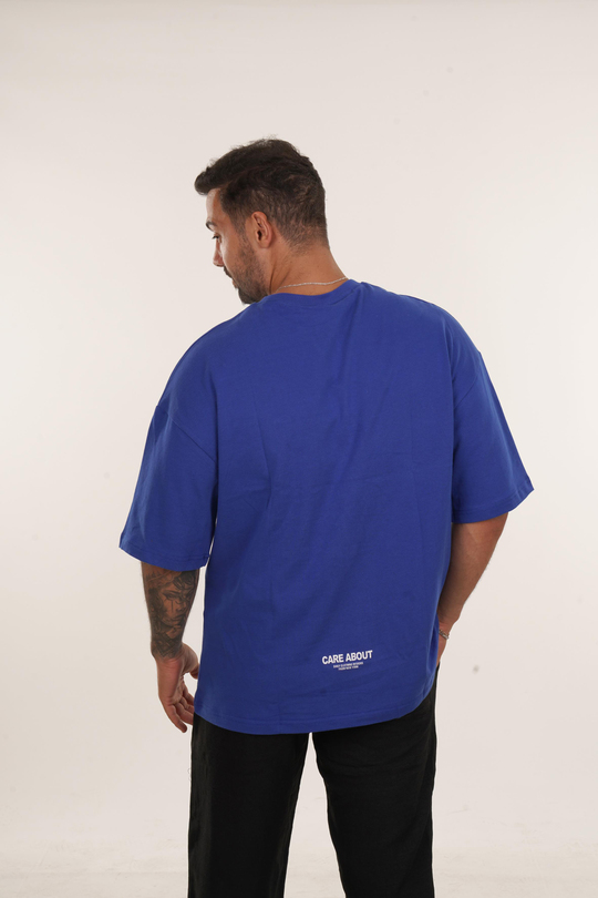 T-SHİRTSaks Yüksek Kalite Care About Baskılı Oversize T-SHİRT VMS 40449