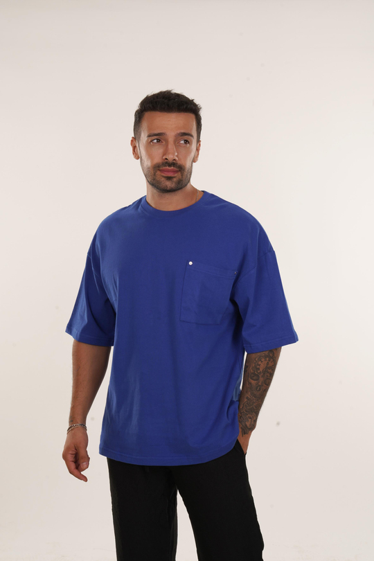 T-SHİRTSaks Yüksek Kalite Care About Baskılı Oversize T-SHİRT VMS 40449