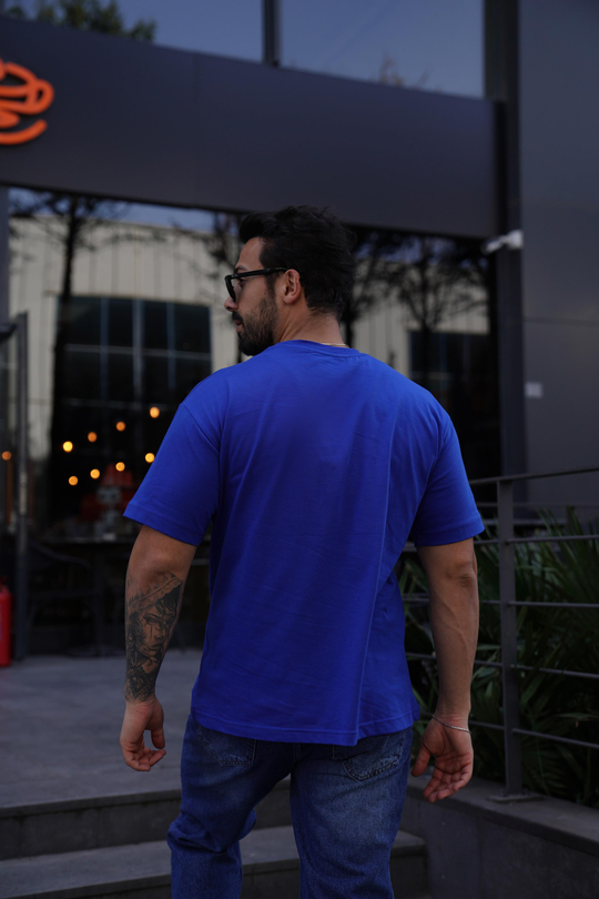 T-SHİRTSaksmavi Compak Düz Oversize T-Shirt SNZ