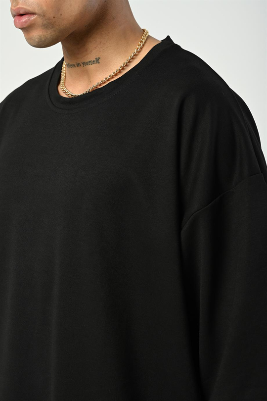 T-SHİRTSiyah 2 İplik Double Kalıp Oversize T-SHIRT GRK