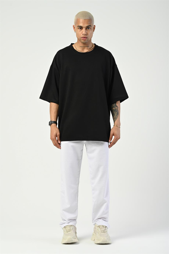 T-SHİRTSiyah 2 İplik Double Kalıp Oversize T-SHIRT GRK