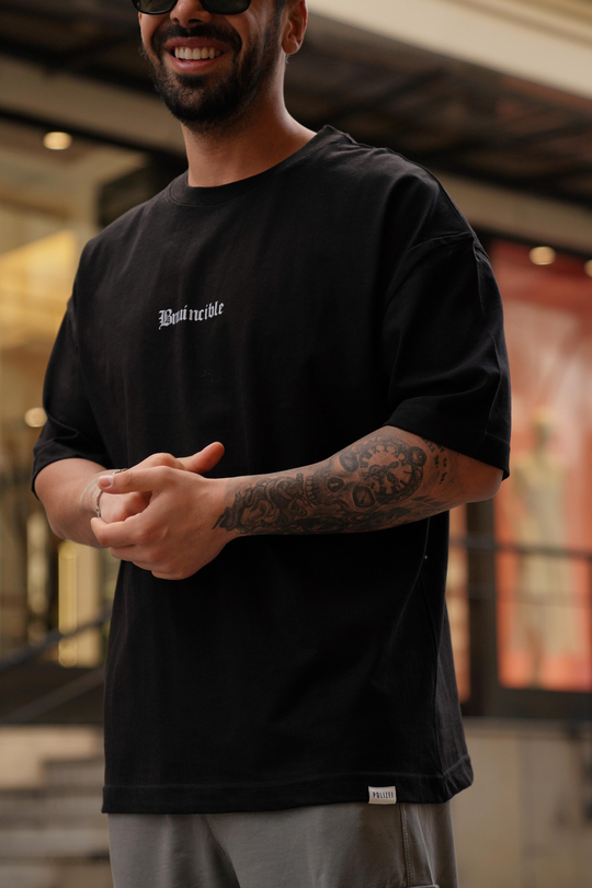 T-SHİRTSiyah 2 İplik Pop Smoke Baskılı Oversize T-Shirt