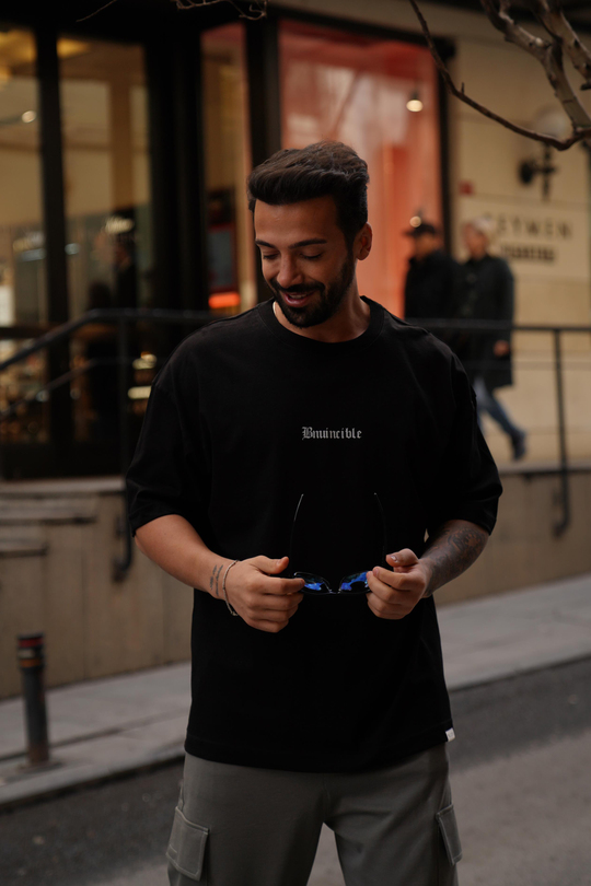 T-SHİRTSiyah 2 İplik Pop Smoke Baskılı Oversize T-Shirt