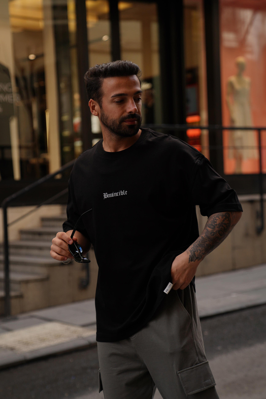 T-SHİRTSiyah 2 İplik Pop Smoke Baskılı Oversize T-Shirt