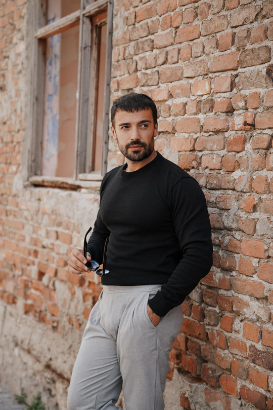 T-SHİRTSİYAH Bisiklet yaka triko SC