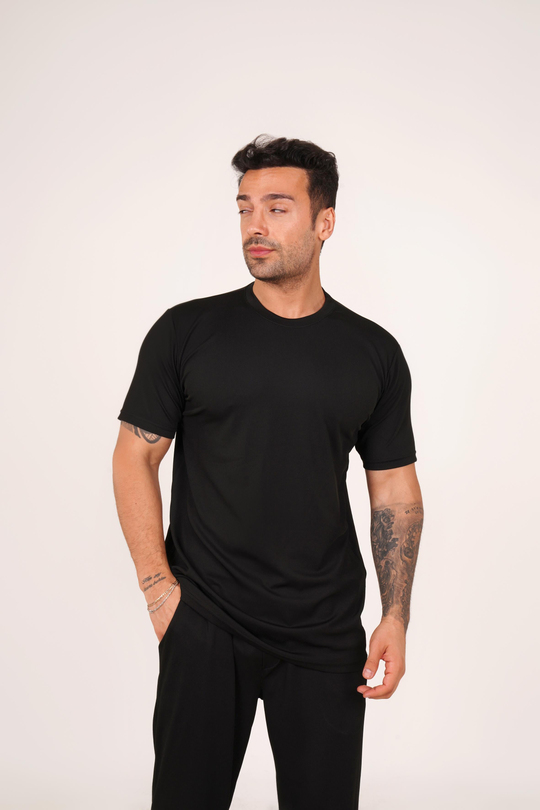 T-SHİRTSiyah Burgu Desen T-Shirt TB