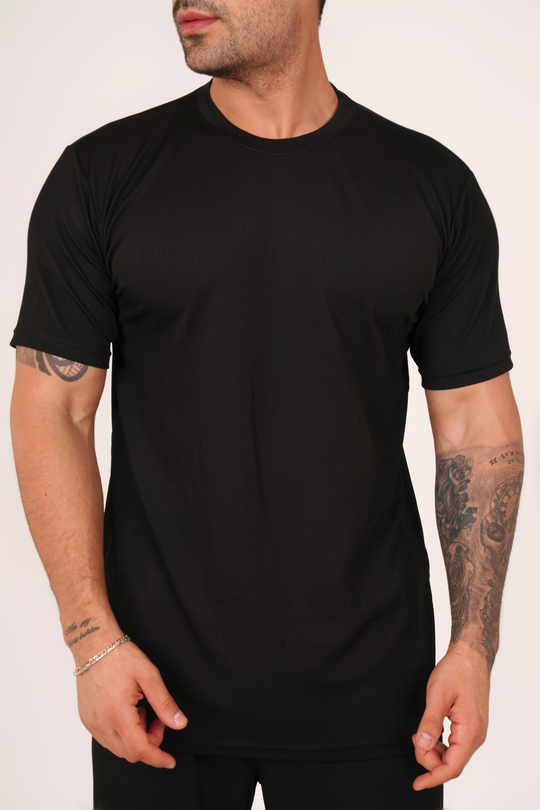 T-SHİRTSiyah Burgu Desen T-Shirt TB