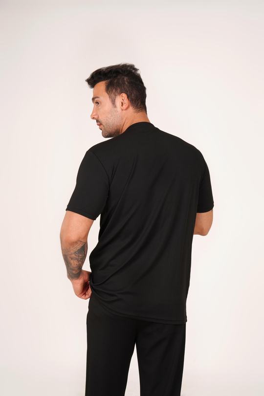 T-SHİRTSiyah Burgu Desen T-Shirt TB