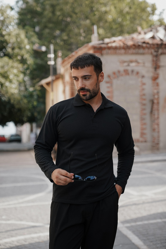 T-SHİRTSİYAH Polo yaka lacos SC