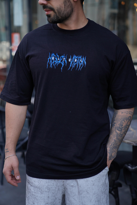 T-SHİRTSiyah RİTUAL Baskılı Oversize T-Shirt VSK
